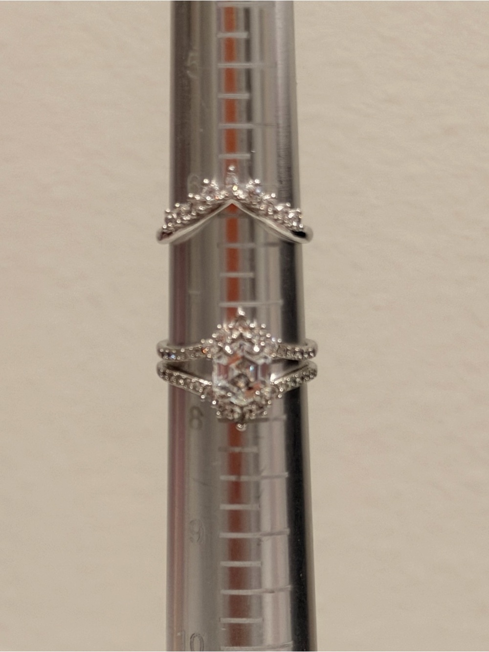 Bomb Party Two-fer Silver Cubic Zirconia Stackable Ring Set
